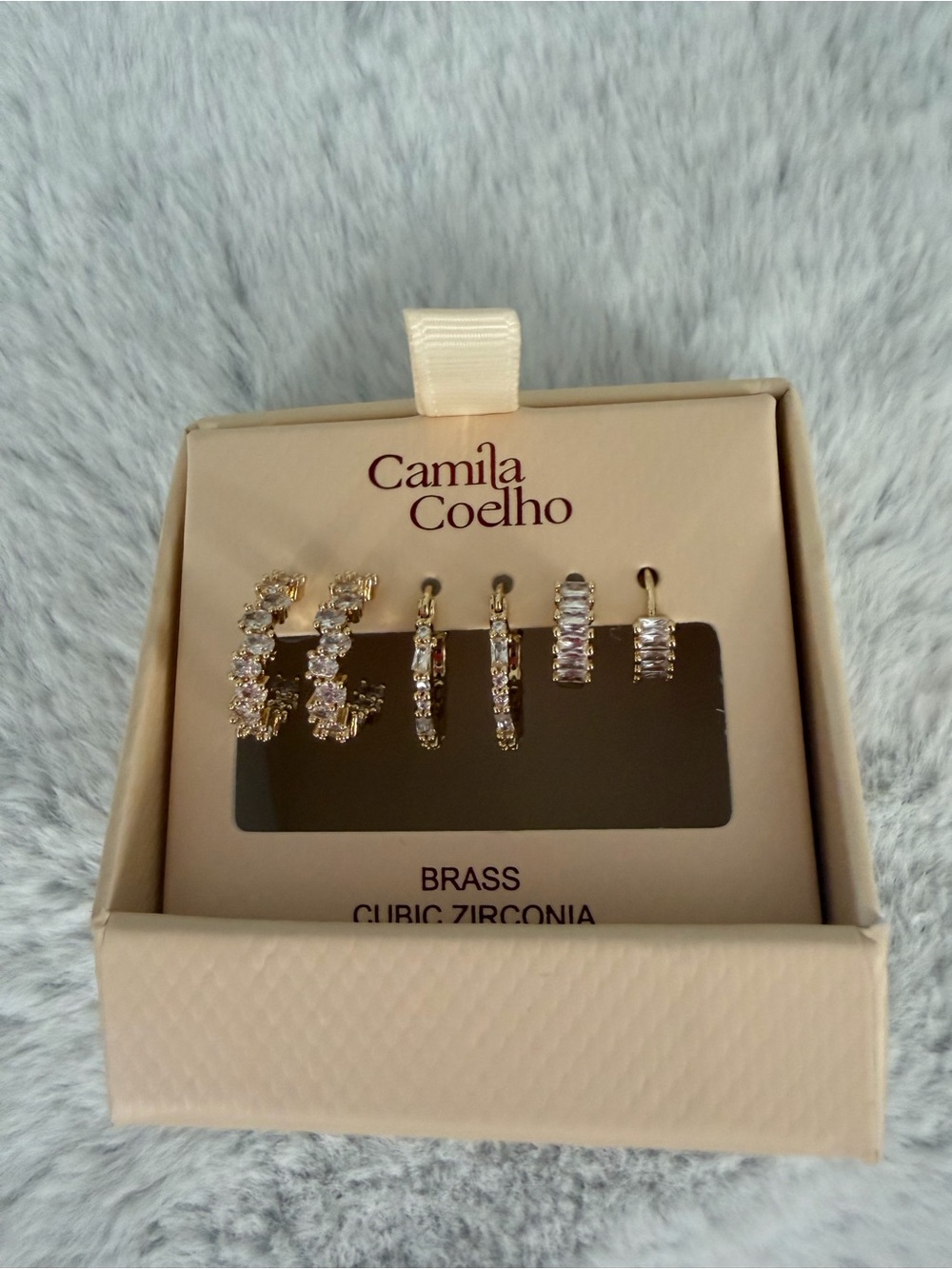 Camila Coelho Gold and Clear Cubic Zirconia‎ Huggie Earring Set